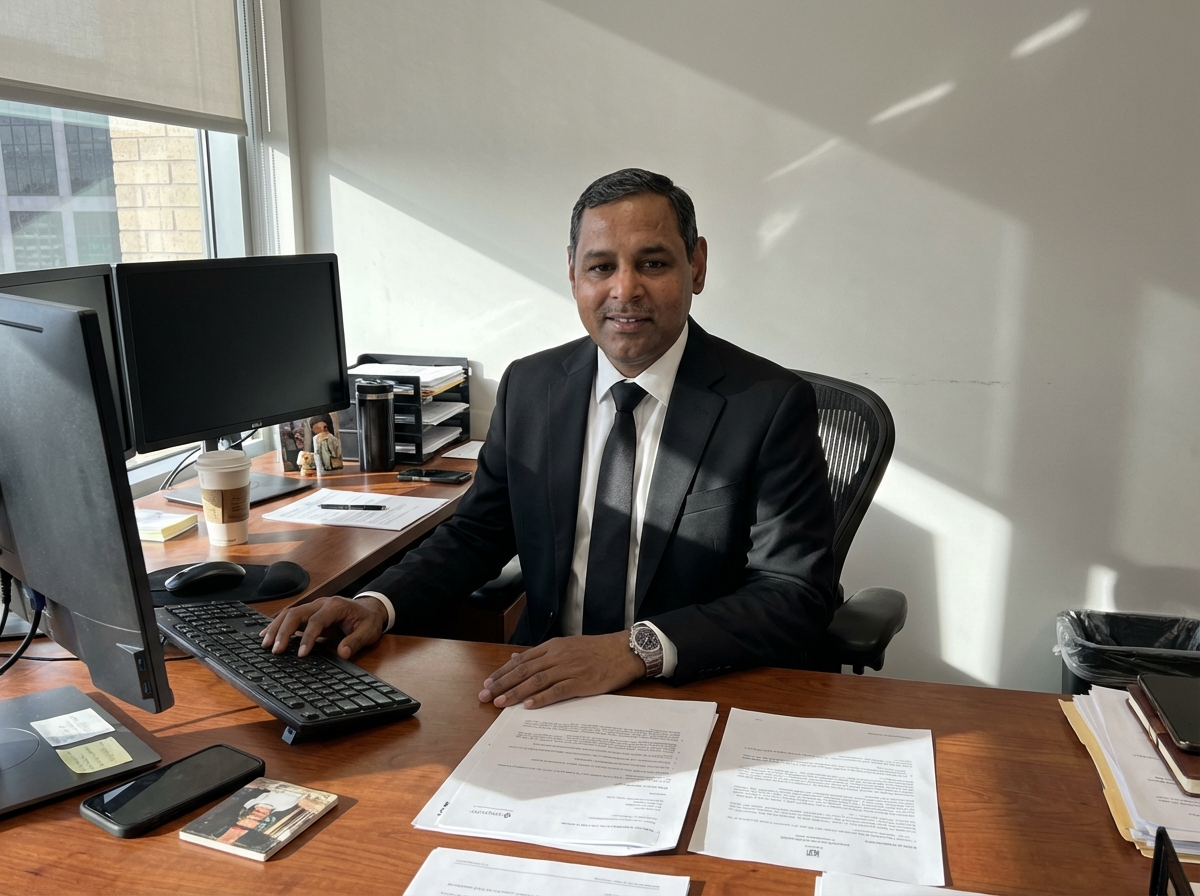 SP Toshniwal at desk